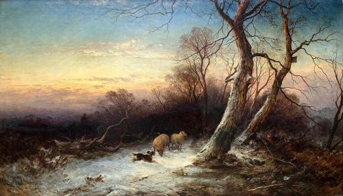 George Augustus Williams (British 1814-1901) Winter Sun on the Farm