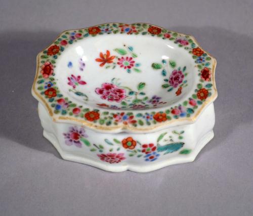 Chinese Export Porcelain Famille Rose Trencher Salt, Circa 1770