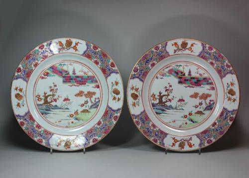 Pair of Chinese famille rose plates, Qianlong (1735-95)
