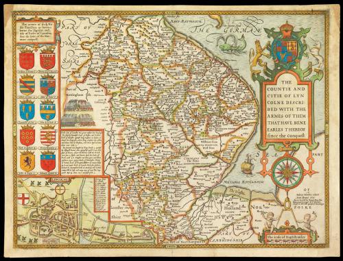 Rare Roger Rea edition of Speed's map of Lincolnshire