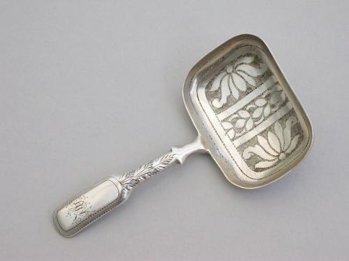 George III Silver Caddy Spoon With Rectangular Bowl