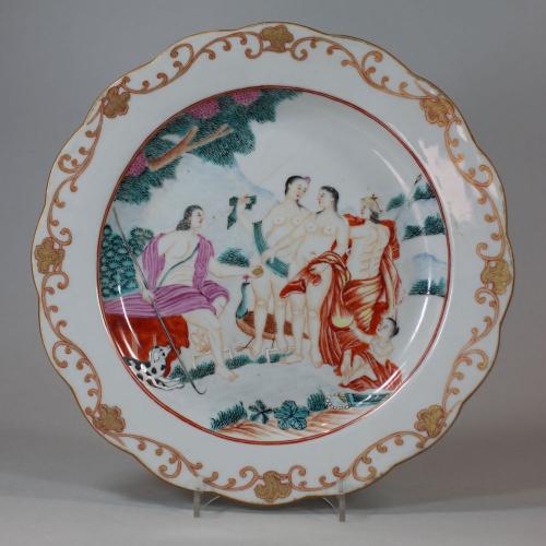 Chinese Famille Rose ‘Judgement of Paris’ plate, Qianlong (1736-95)