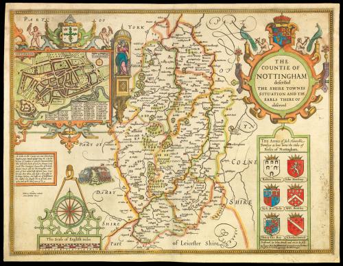 Rare Roger Rea edition of Speed's map of Nottinghamshire