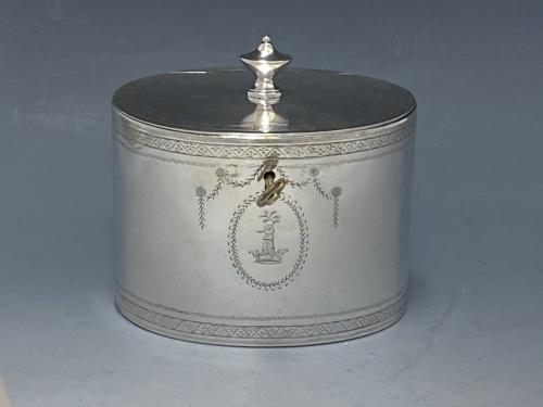 Georgian silver tea caddy John Denziloe 