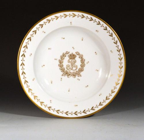 Sevres Crested Porcelain Soup Plate, Louis Philippe I, Château de Compiègne, 1845