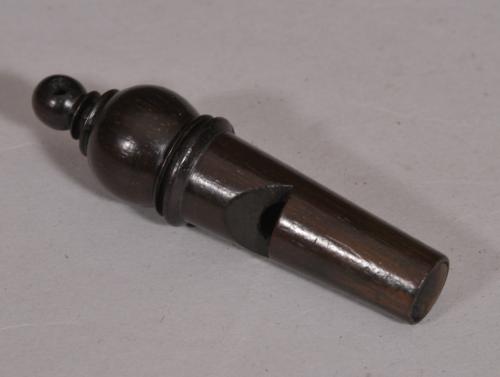 S/4207 Antique Treen 19th Century Rosewood Dog Whistle