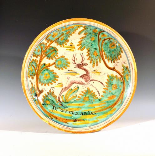 Spanish Faience Charger with Leaping Stag, Talavera, Circa 1780-1800