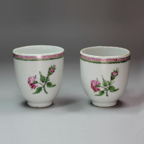 Pair of Chinese export famille rose coffee/chocolate cups, Qianlong (1734-95)