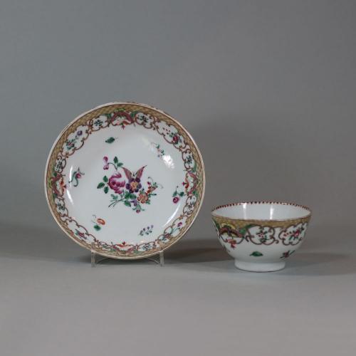 Chinese famille rose teabowl and saucer, Qianlong (1736-95)
