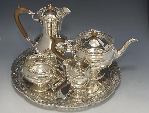 Horace Woodward Art Nouveau silver tea and coffee service set 1912