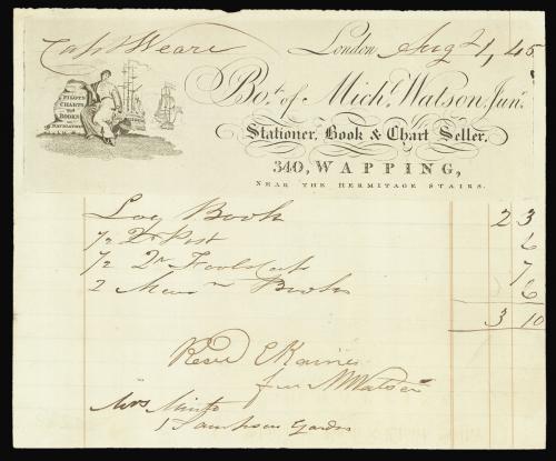 Rare Invoice of a Wapping chartseller