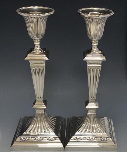 Hawksworth Eyre Victorian silver candlesticks 1896