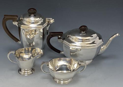 William Neale Art Deco silver tea and coffee set service 1938
