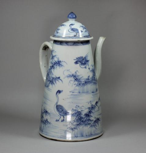 Chinese blue and white lighthouse coffee pot, Qianlong (1736-95)
