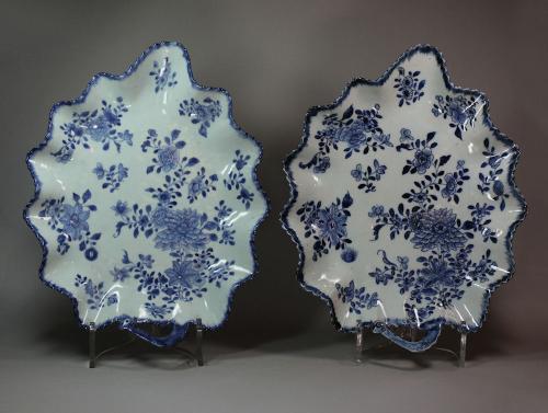 Pair of moulded Chinese leaf-shaped dishes, Qianlong (1736-95)