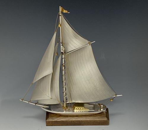 Silver model Yacht boat ship 