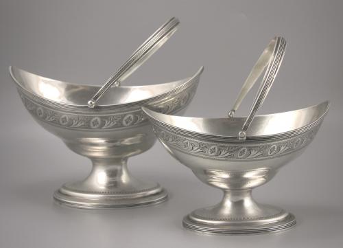 George III Sterling Silver Boat Shaped Sugar and Cream Baskets