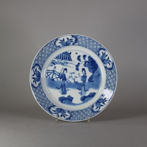 Chinese blue and white long Eliza plate, Kangxi (1662-1722)