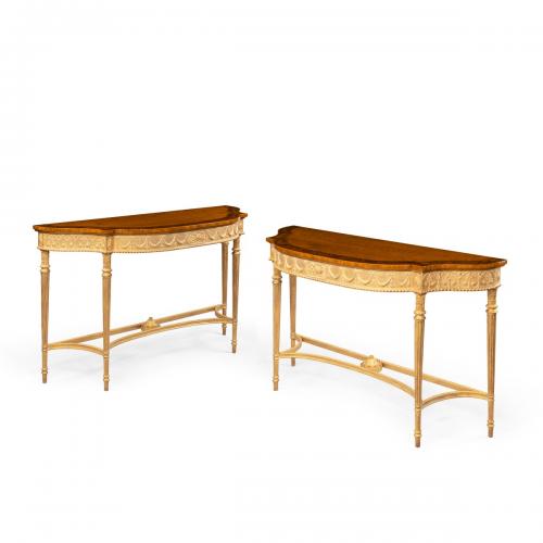 Victorian Hepplewhite style satinwood console tables