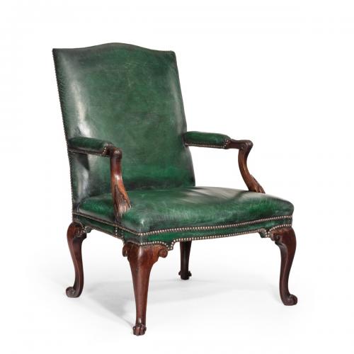 George III Chippendale period mahogany wing arm chair