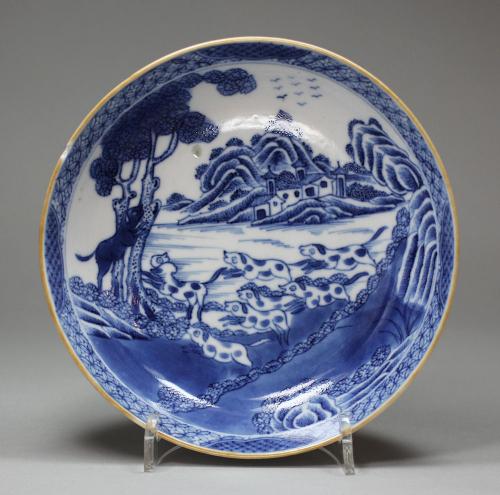 Very rare Chinese export blue and white saucer, c.1770