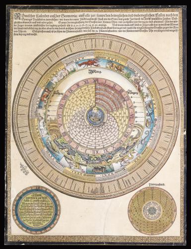 A deluxe, illuminated and coloured example of a rare wall calendar
