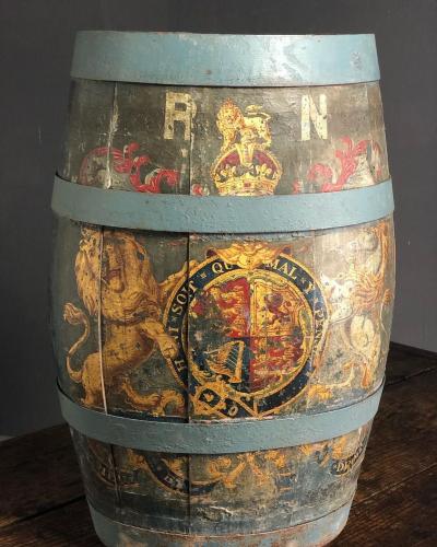 18th Century Royal Navy grog barrel with coat of arms
