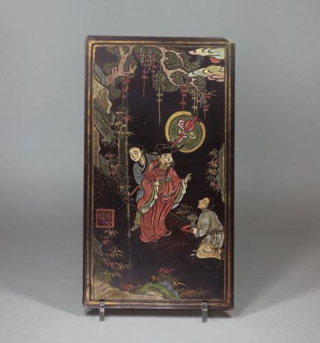 Chinese inscribed lacquer plaque, 17th century