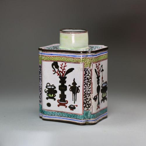 Chinese Canton enamel tea canister, Qianlong (1736-95)