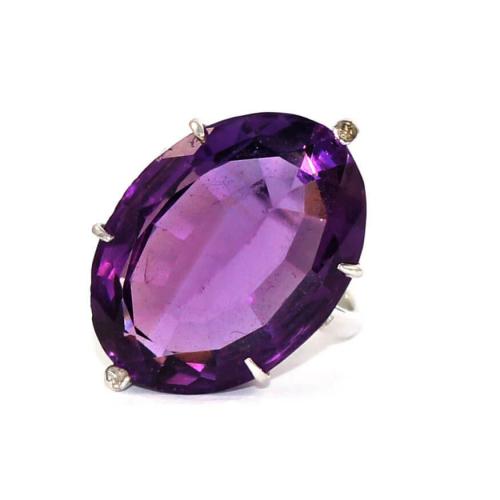 Art Deco Large Oval Amethyst Cocktail Ring c.1940