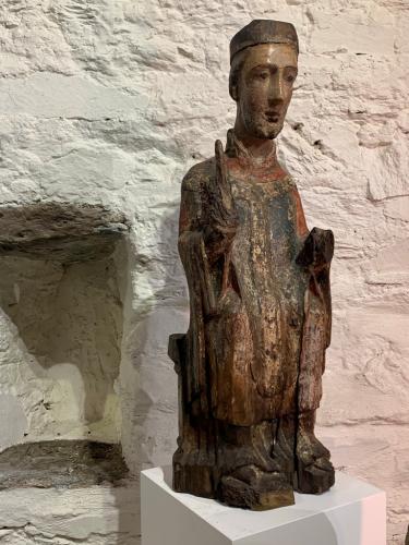 An Amazingly Rare and Beautiful Romanesque Sculpture of a Seated St Peter. Circa 1150-1200.