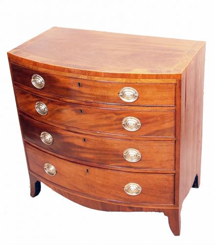 Late 18th Century Georgian Mahogany Bowfront Chest Of Drawers