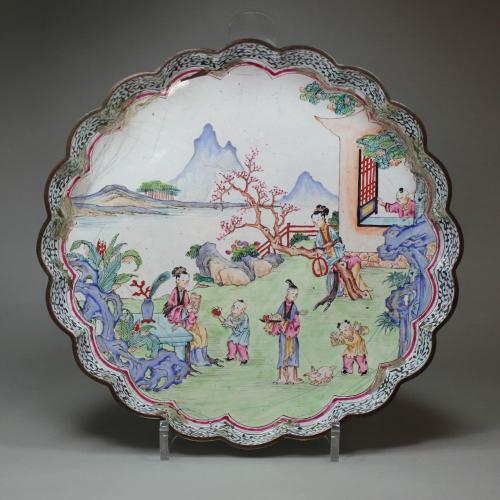 Chinese Canton enamel lobed tray, Qianlong (1736-95)