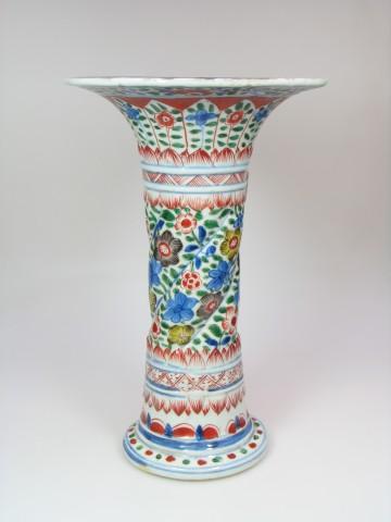 A Fine Chinese Famille Verte Trumpet Vase, Kangxi (1662 – 1722)