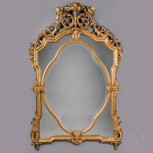 Louis XVI Style Carved Giltwood and Gesso Mirror
