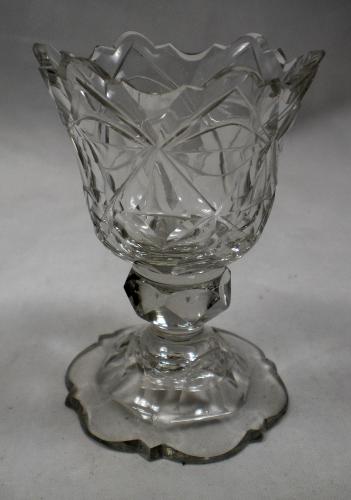 crystal jelly glass with vesica cut decoration