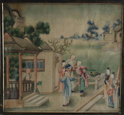 Chinese framed watercolour, 18th century