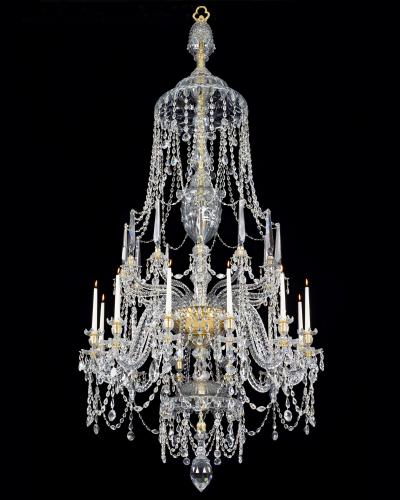 A Highly Important Twelve Light English Cut Glass George III Chandelier Attributed to William Parker