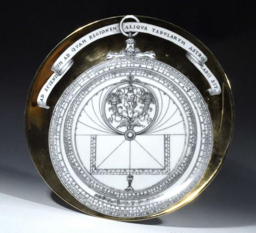 Vintage Piero Fornasetti Astrolabe Porcelain Plate, #11 in Astrolabio Pattern, 1960's-mid 1970's