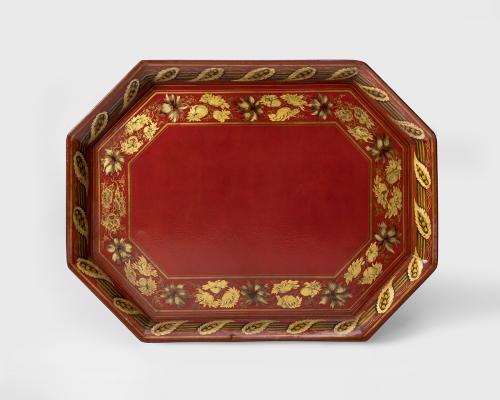 19th century red papier mache tray