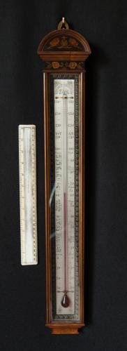Large inlaid mahogany Fahrenheit Thermometer in original condition, Circa 1900