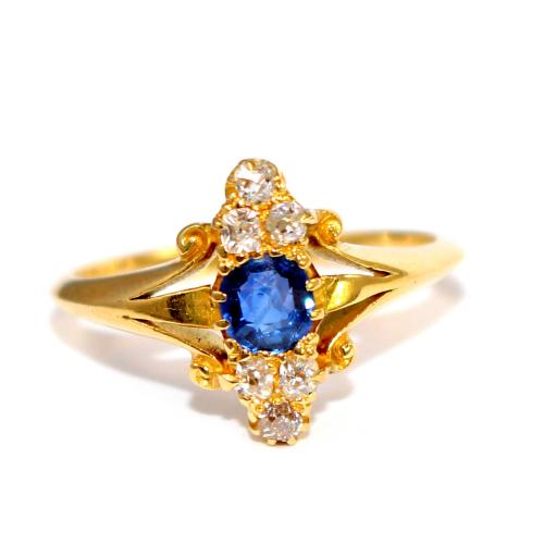 Victorian Sapphire & Diamond Marquise Ring c.1900