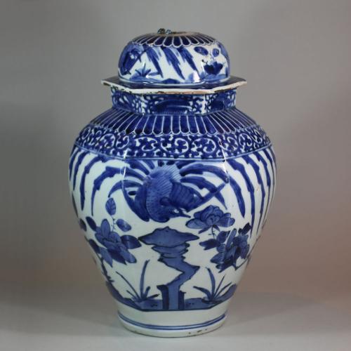 Japanese Arita blue and white jar and cover, circa 1680