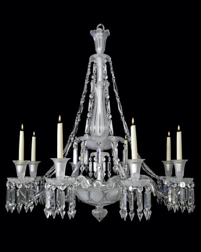 A Fine Quality Mid-Victorian Eight-Light Frosted-Glass Chandelier