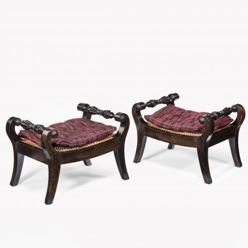 Anglo Indian solid ebony footstools
