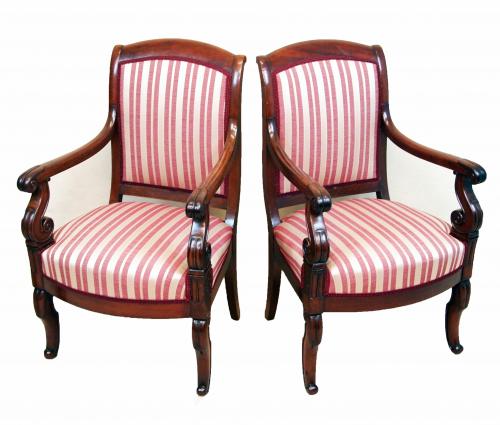 Pair Of 19th Century French Empire Mahogany Library Chairs