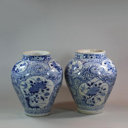 Pair of Japanese blue and white vases, Edo period, 18th century