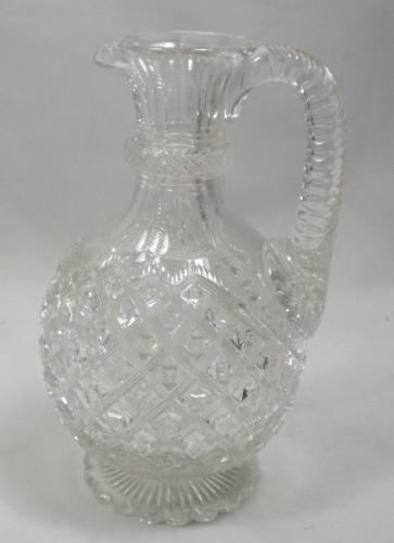 A very well cut crystal glass pint size jug Stevens & Williams, English c.1880