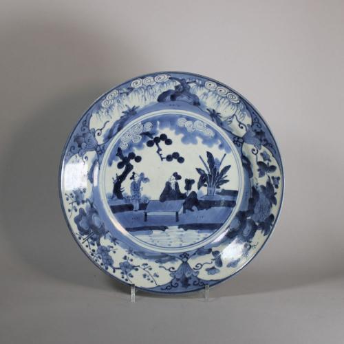Japanese Arita blue and white plate, Genroku period (1688-1704)