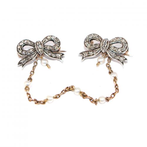 Victorian Diamond Bow Brooch Scatter Pins c.1900